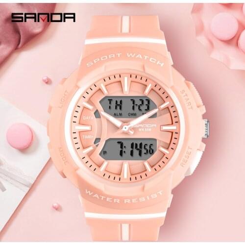SANDA Fashion Women Watches Electronic Sport Watch Ladies Led Digital Wristwatch Female Clock Waterproof relogios masculino 3003