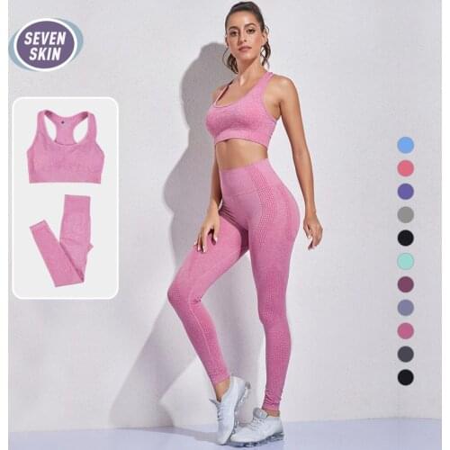 SEVEN SKIN 2 Piece Women Seamless Yoga Sets Gym Workout Fitness Clothes for Women Sleeveless Crop Top Bra Push Up Leggings Suits