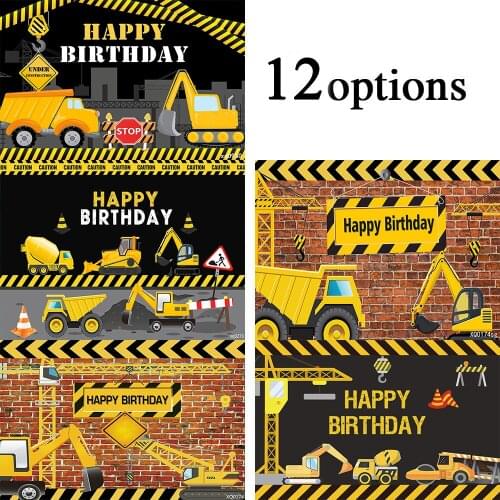 Sensfun Excavator Party Decor Construction Theme Birthday Party Kid Boy Photography Studio Cake Smash Photo Banner