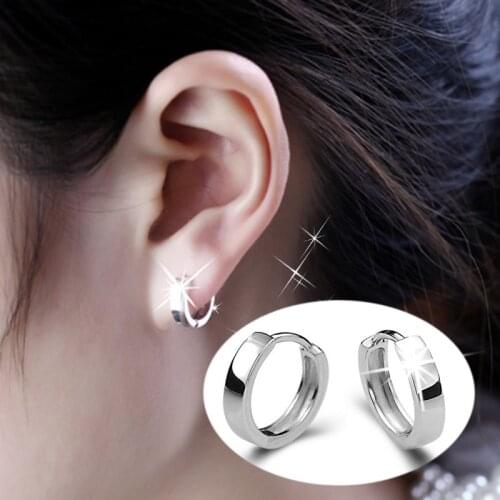 Explosion Models Silver Plated Earrings Glossy Men And Women Earrings Korean Womens Wild Exquisite Simple Ear Jewelry Wholesale