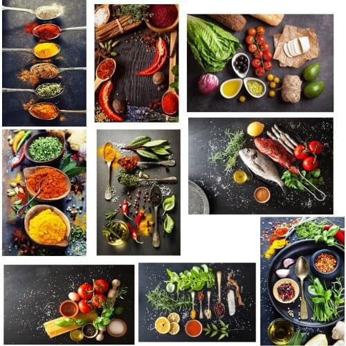 Nordic Home Decoration Canvas Painting Grains Spices Spoon Peppers Kitchen Posters Prints Wall Art Modern Food Modular Picture