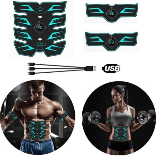 Smart EMS Abdominal Muscle Stimulator Toner Rechargeable Abdominal Vibrating Belt Hip Trainer Massage Electrostimulation Fitness