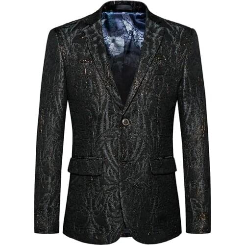 Wedding 2020 Nice Patttern Suits For Men 1 Piece Slim Fit Dark Color Suit Man Tuxedo Jacket Large Size #825