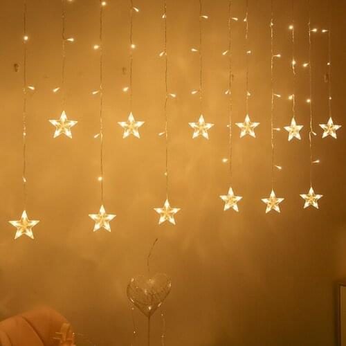 LED Star Curtain String Lights 220V Outdoor Waterproof Christmas Garland Fairy Lights for Home Wedding Party New Year Decoration