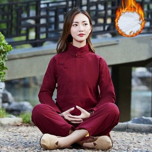 High quality linen&cotton women Tai Chi taiji kung fu uniforms clothing winter Quilted wushu martial arts suits white/blue/red