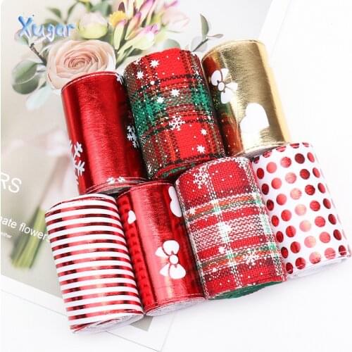 Xugar Christmas Snow Heart Layering Cloth Ribbons Fabric 2Yards Crafts Party Home Packing Wedding Decoration Gift DIY Materials