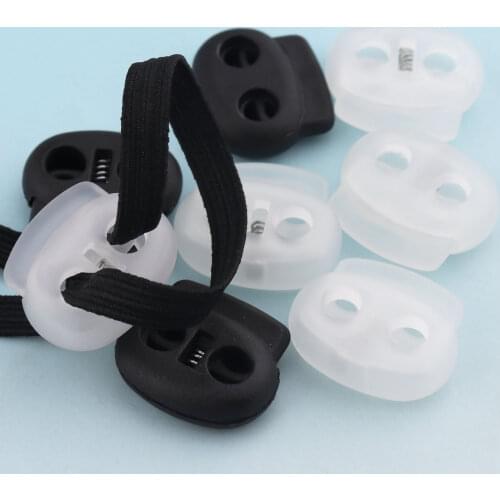 Cord Ends Stopper 50pcs 20*5mm Rope Cord Stops Black Cord Locks suit for 4-7mm elastic cord Toggle Cord two holes Toggle Lock