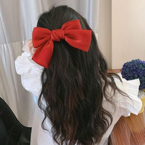 Fashion Ribbon Hairgrips Big Large Bow Hairpin For Women Girls Satin Trendy Ladies Hair Clip New Cute Barrette Hair Accessories