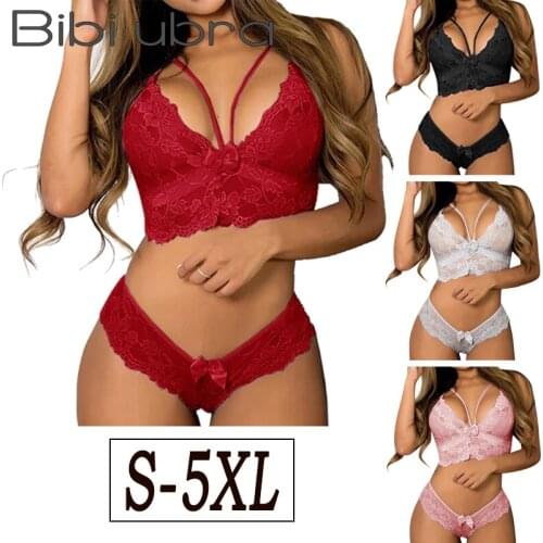 Women Lace Lingerie Set Two Piece Underwear Sexy Erotic Lingerie Bandage Corset Women Sling Lace Thongs Bras Sets 5xl Size