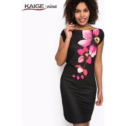 New Womens Fashion Personality Pure Color Applique Adornment Straight Knee Summer Dress With Short Sleeves 1239a