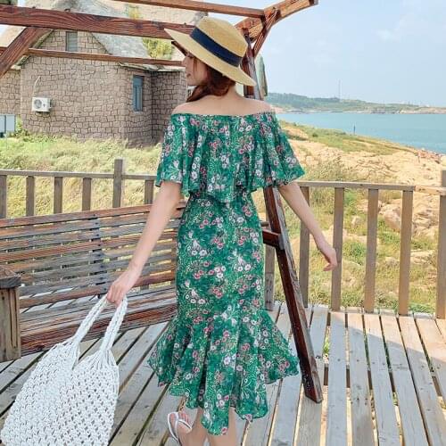 Women Midi Floral Wrap Dress Summer 2021 Runway Elegant Vintage Ruffle Fairy Casual Sea Beach Vacation Party Night Vestidos New