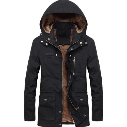 Winter Cotton-padded Clothes Mens Mid-length Plus Velvet Thick Youth Mens Winter Breathable Plus-size Jacket Mens Warm Cotton