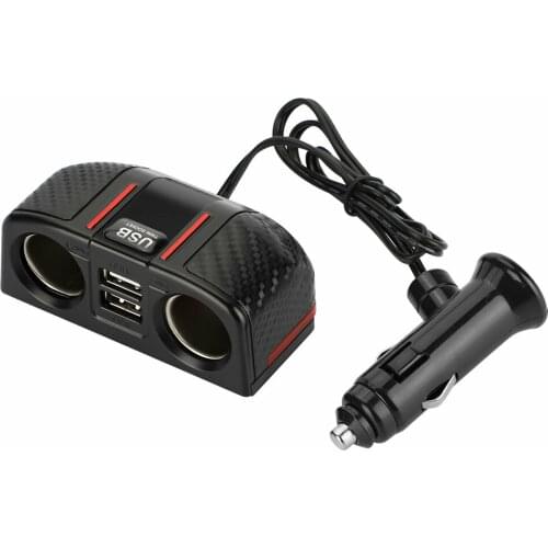 1pc Car 2 Way Cigarette Lighter Socket Dual USB Charger Splitter 12V Outlet Power Adapter Parts For Auto Boat Accessories Parts