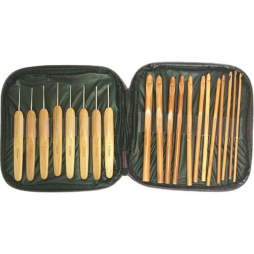 20 pcs set Weaving tools sweater bamboo knitting needles crochet hook 20pcs with a purple bag of carbonized bamboo needles