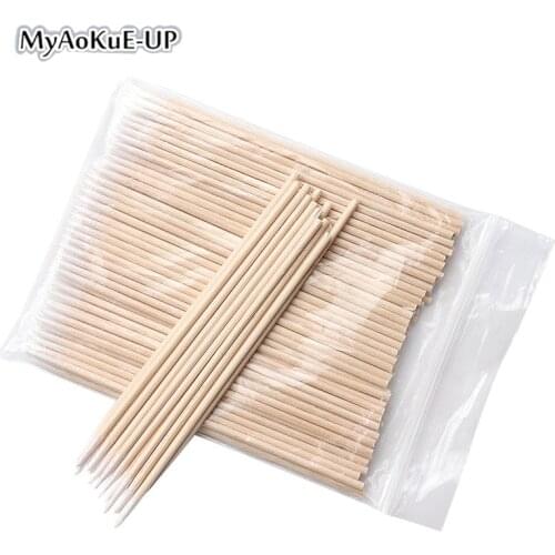 200pc Disposable Cotton Swab Lint Free Micro Brushes Wood Cotton Buds Swabs Ear Clean Stick Eyelash Extension Glue Removing Tool
