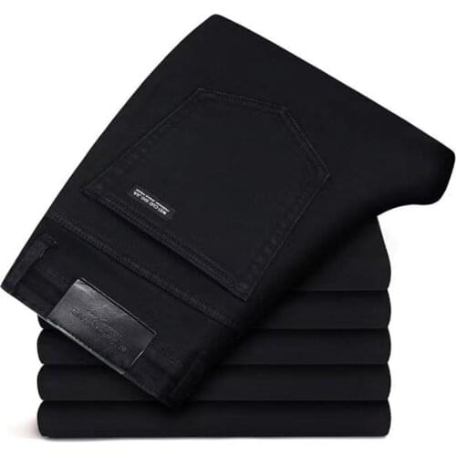 2021 Mens Fashion Business Jeans Classic Style Casual Stretch Slim Jeans Mens Denim Trousers Black 816-1083A