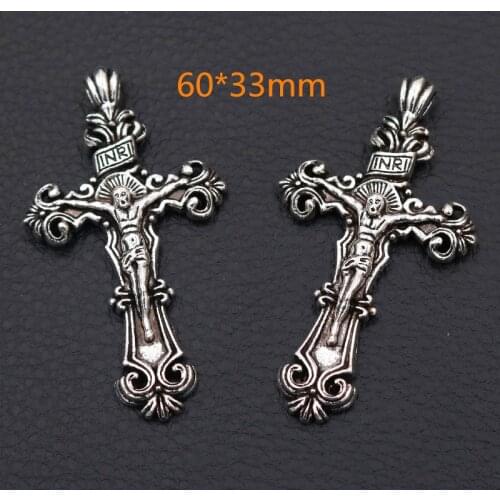 3pcs Retro Bible Crosses Pendants, Holy Crosses Charms, Jesus Crosses Charms, DIY Metal Necklace Charms, 60 * 33mm A2148