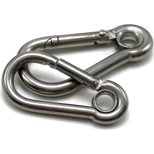 304 316 Stainless Steel Spring Snap Hook Clip With Ring m4 m5 m6 m7 m8 m9 m10 m11 m12 Carabiner with Eyelet,J026