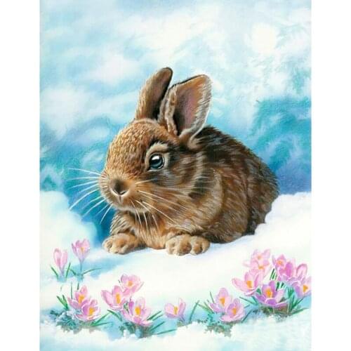 Kamy Yi 5D DIY Diamond Rabbit Embroidery Cross Stitch Diamond Painting Family Home Decoration Gift YY
