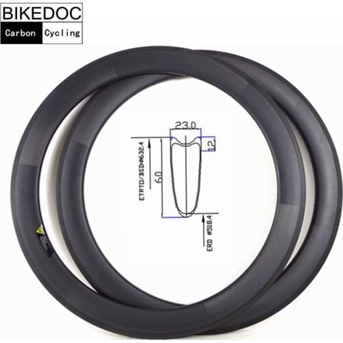 BIKEDOC 700C*23MM Width Carbon Rims 700C Road Bike Rims/Bicicleta Aro 60MM Tubular