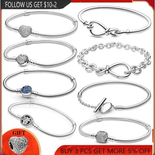 Authentic 100% 925 Sterling Silver Classic Snake Chain Bangle & Bracelet for Women Can Be Used With Bead&Charms Jewelry