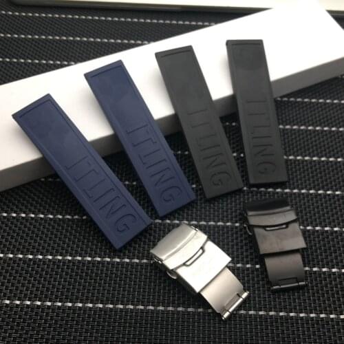 Black Blue Silicone Rubber Watch band 20mm Watchband Bracelet For navitimer/avenger/Breitling strap tools