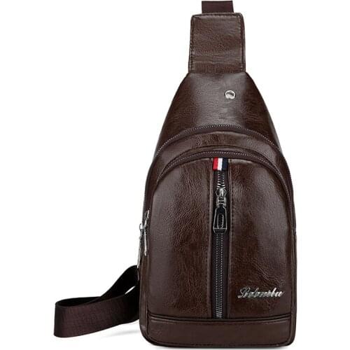 Business Mens Multifunctional Work Office Shoulder Bag Waterproof Pu Material Mens Shoulder Bags Outdoor Wear-resist Chest Bag