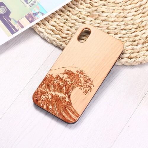 The Great Wave off Kanagawa Wave Engraved Wood Phone Case Funda For iPhone 12 6S 6Plus 7 7Plus 8 8Plus XR X XS Max 11 Pro Max