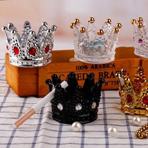 Mini Crown Ring Holder Candlestick Ashtray Glass Wax Holder Candle Holder Ornaments Ashtray for Women Jewelry Case Red Tip Gift