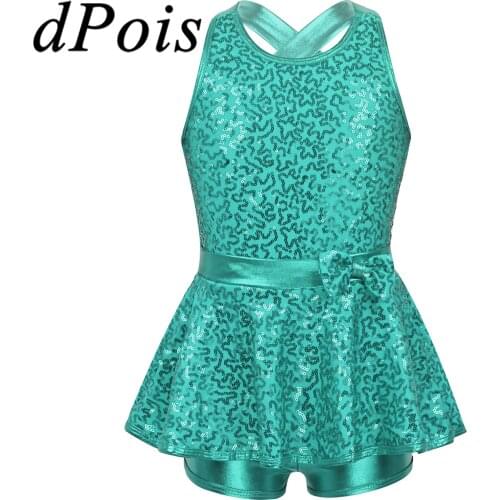 Child Girls Ballet Dance Gymnastics Leotards Dress Kids Glitter Shimmering Skirt Ballerina Lyrical Praise Dancing Costume Outfit
