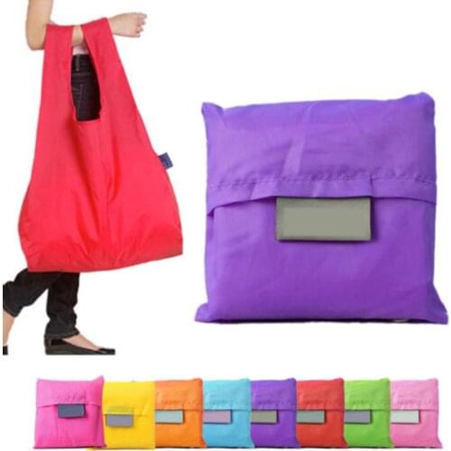 Eco Storage Handbag Polyester Folding Shopping Bags Large Resuable Shopping Grocery Bag For Supermarket Random Color