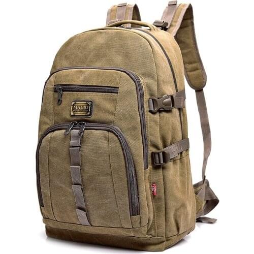 Canvas backpack retro mens outdoor backpack leisure travel female middle school student school bag large capacity Fashion bag