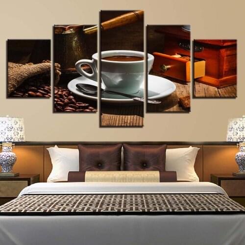 Cross Stitch Painting Coffee Plates 5D 5 Pcs Diamond Home Decor Picture Modern Embroidery Pattern Wall Mosaic Full Round Drill