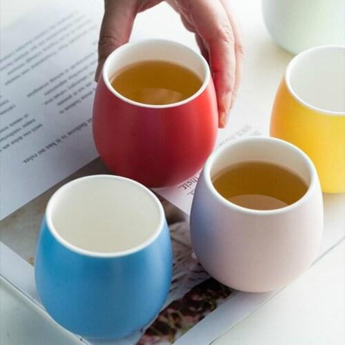 Ceramics Mugs Creative Europe Brief Solid Color Cute Drum Small Mug Coffee Mug Household Coffee Oatmeal Milk Cup Gift Mugs 210ML