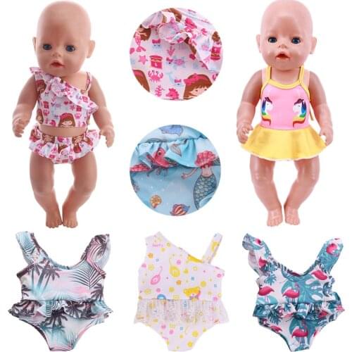 Cute Lace Swimsuit Unicorn Doll Clothes For 43 Cm Baby Reborn&18 Inch American Doll,Our Generation Born Baby Clothes Accessories