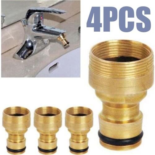 4Pcs Brass Hose Tap Connector 3/4" Threaded Garden Water Pipe Adaptor Fittings For Kitchen Balcony Bathroom Basin Faucet