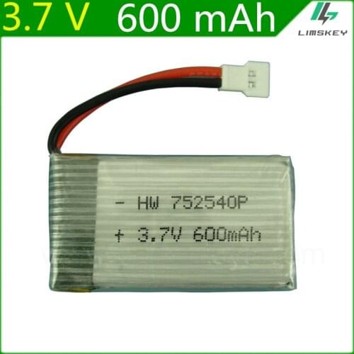 3.7V 600mAH Li-po battery For Syma X5 X5C X5SW M68 baby star 868 quadrocopter Lipo battery 3.7 V 600 mAH XH Plug 752540