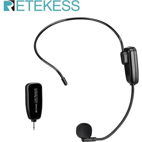 Retekess TT123 2.4G Head-mounted Wireless Microphone Transmitter With Receiver For Loudspeaker Teaching Meeting tour guide