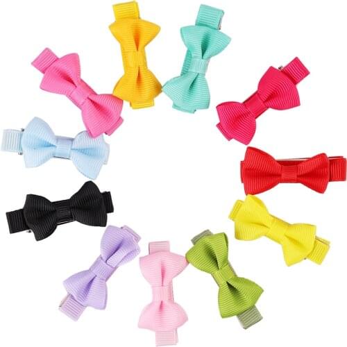 Mini Dogs Bow Hairgrips Hair Clips Girls Solid Colors Whole Wrapped Safety Hairpin Kids Hairpins Hair Accessories