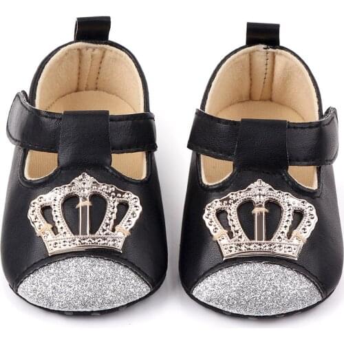 Newborn princess Crown baby shoes softs PU kids infant toddler shoes