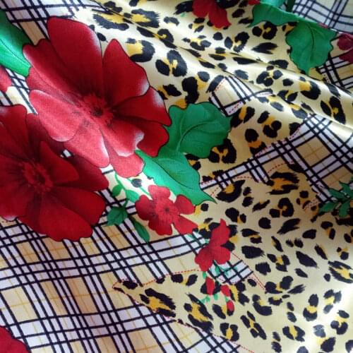 Soft Satin glossy Material Diy Lining craft check flower leopard printed Charmeuse Fabric fashion stylish Pattern
