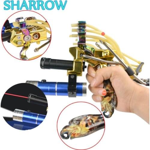 1Pc Archery Slingshot Catapult Hunting Powerful Elastic Aluminum Alloy With Rubber Band Shooting Hunting Bowfishing Accessories