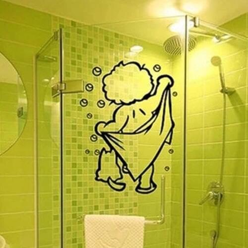 Bathroom Wall Decal Window Funny Shower Man Wall Stickers Vinyl Waterproof Home Decor Bath Home Decor Kids