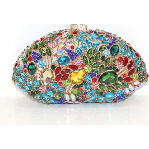 New Arrival Dazzling Women Crystal Evening Metal Clutches Hollow Out Style Women Evening Bags Sequined Wedding Party Clutches