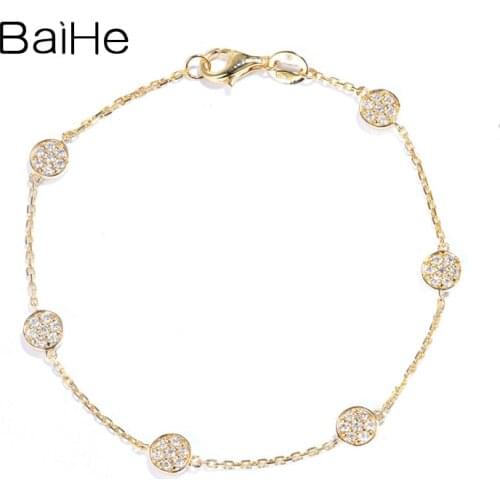 BAIHE Genuine Solid 18K White/Yellow/Rose Gold 0.30ct H/SI Natural Diamonds Bracelet Female Trendy Fine Jewelry Wedding Women