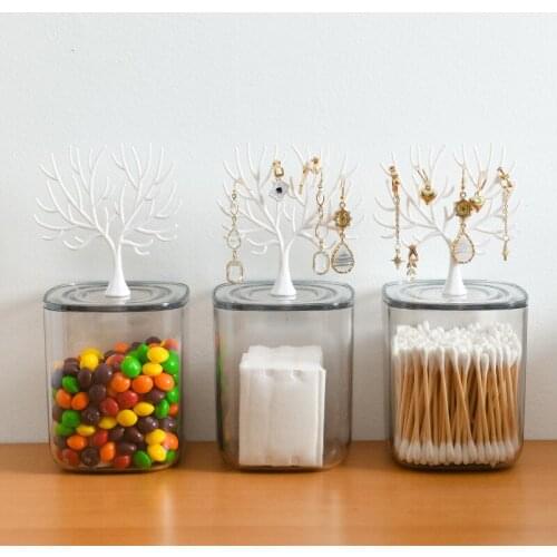 Makeup Organizer Cotton Pads Acrylic Round Container Cotton Swab Make Up Storage Boxes