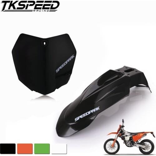 Motocross Plastic Front Name Number Plate+Universal Supermoto Evo Front Fenders cover For Honda Yamaha Suzuki DRZ KX YZ