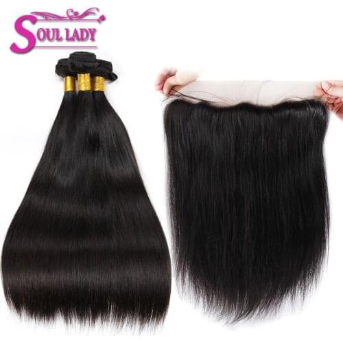 13x4 Ear To Ear Lace Frontal Closure With Bundles 3 Bundles With Frontal Cheap Peruvian Straight Human Hair with Frontal Closure