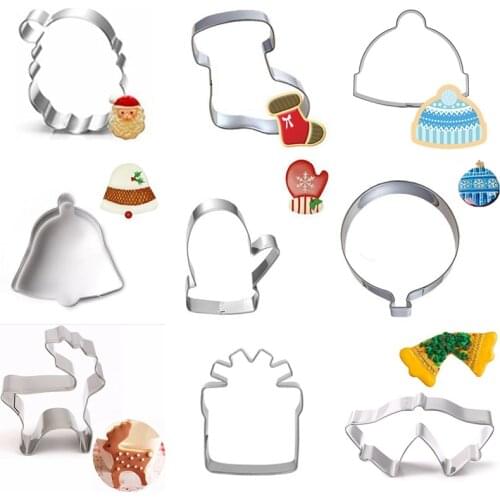 Christmas Cookie Cutter Stainless Steel Candy Biscuit Mold Cooking Tools Christmas Theme Metal Cutters Mould Snowflake Supply