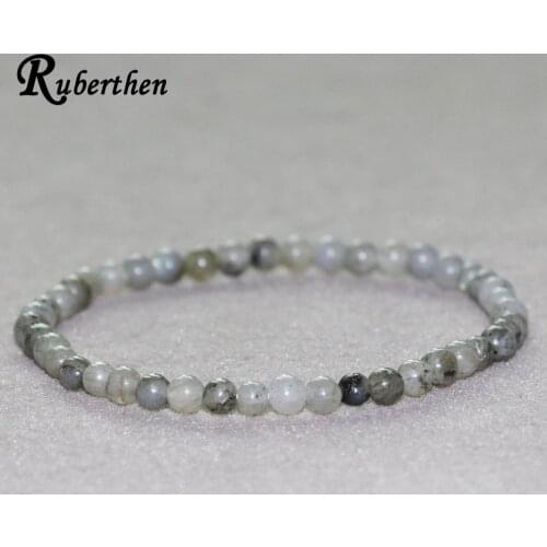 Ruberthen Labradorite Bracelet 4 mm Natural Stone Beads Bracelet Mini Gem Stone Energy Bracelet